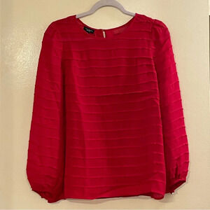 TALBOTS Sheer Silk Tiered Long‎ Sleeve Blouse in Red